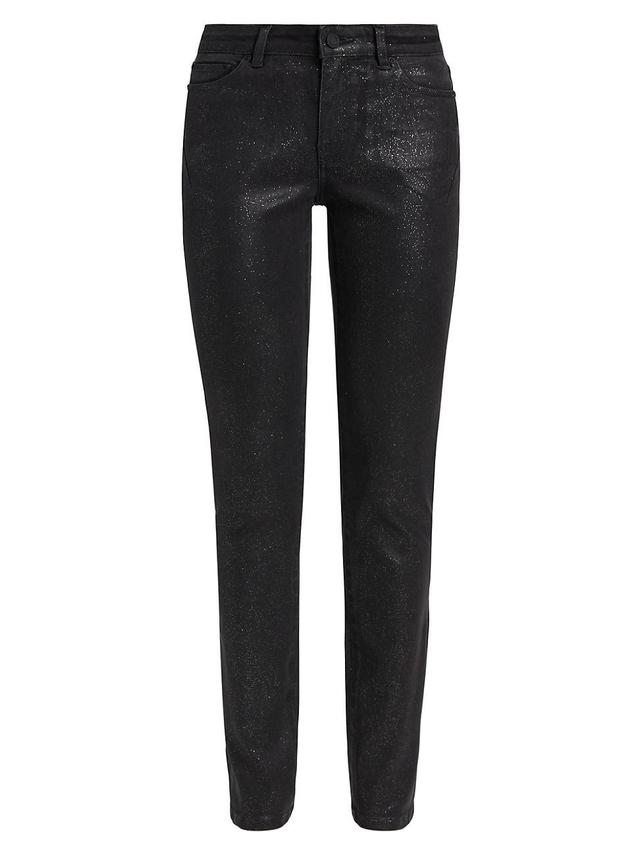 Womens Glitter Mid-Rise Skinny Jeans Product Image