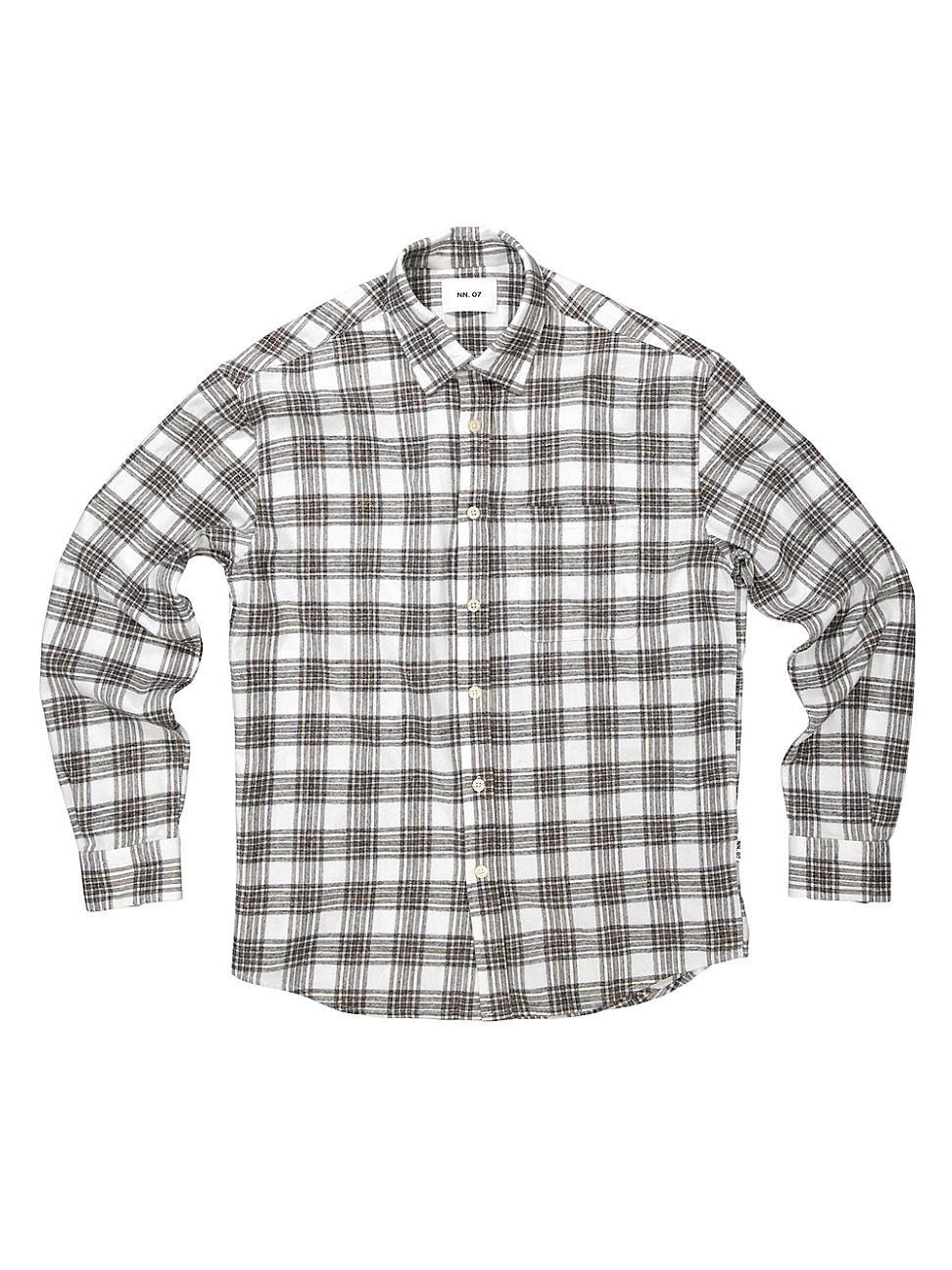 NN07 Deon 5465 Plaid Organic Cotton Flannel Button-Up Shirt Product Image