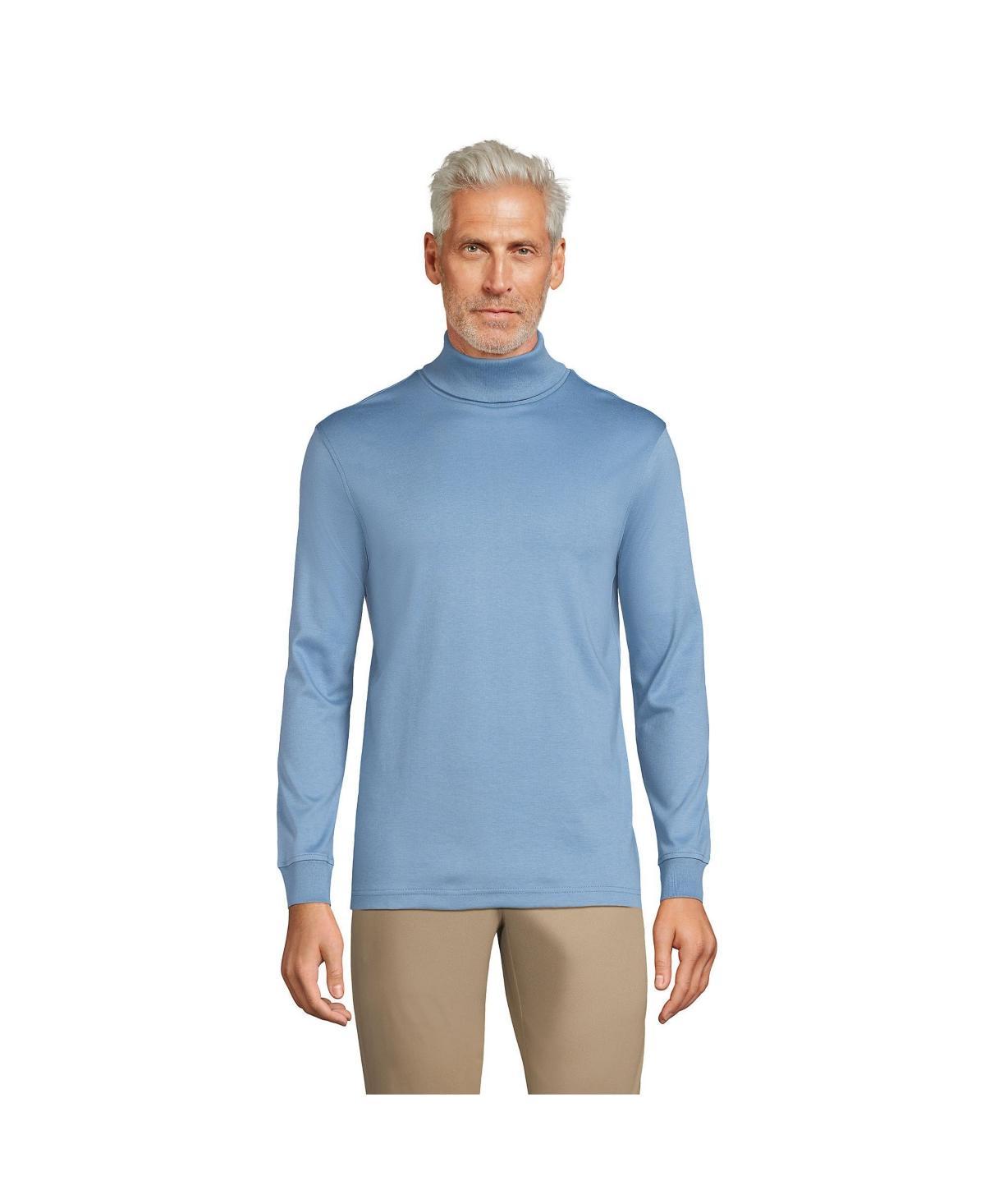 Mens Lands End Super Soft Supima Turtleneck Pale Grey Blue Product Image