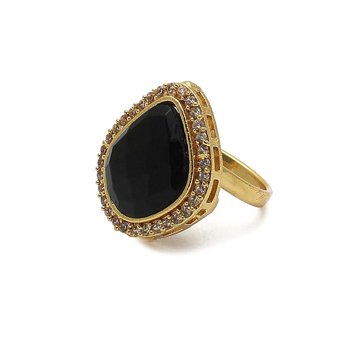 Sohi Womens Black Stone Statement Ring Product Image