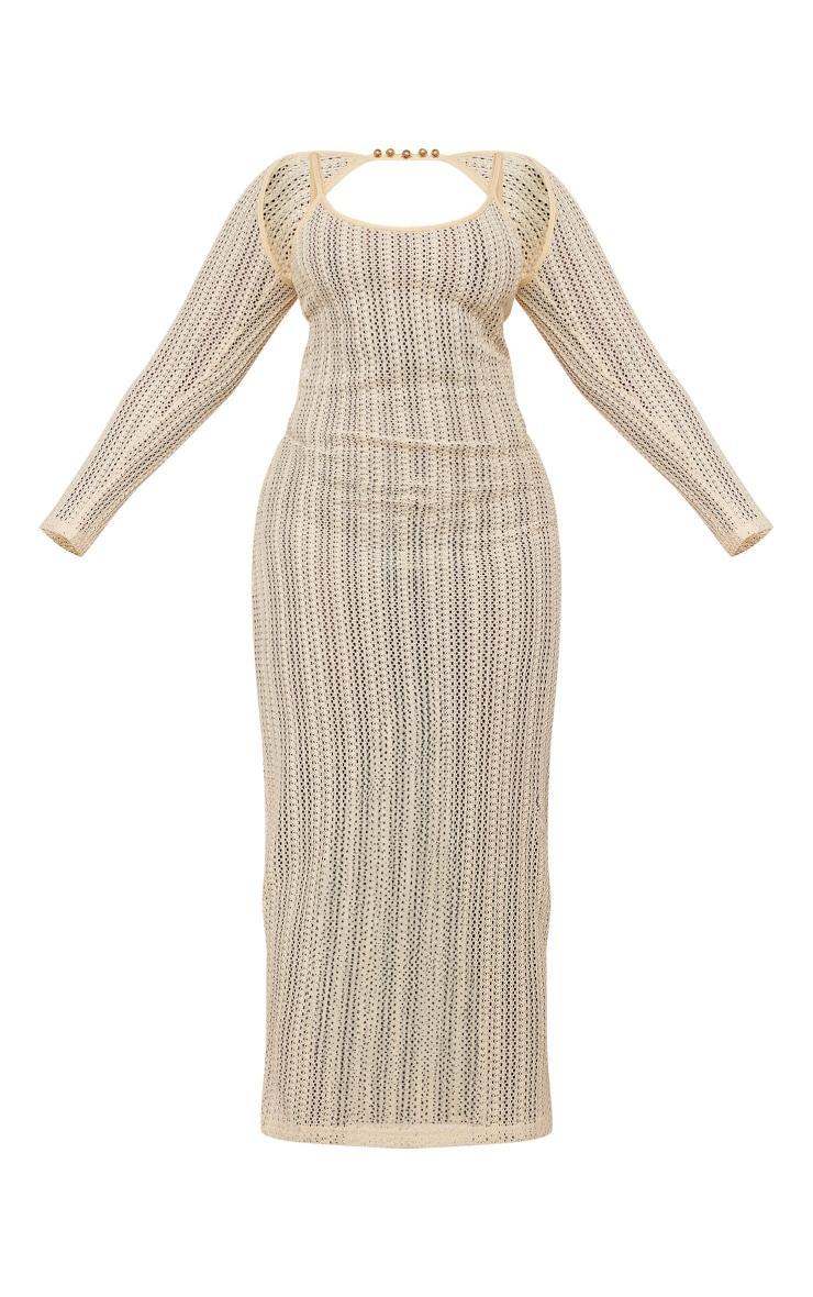 Plus Cream Detachable Sleeve Maxi Beach Dress Product Image