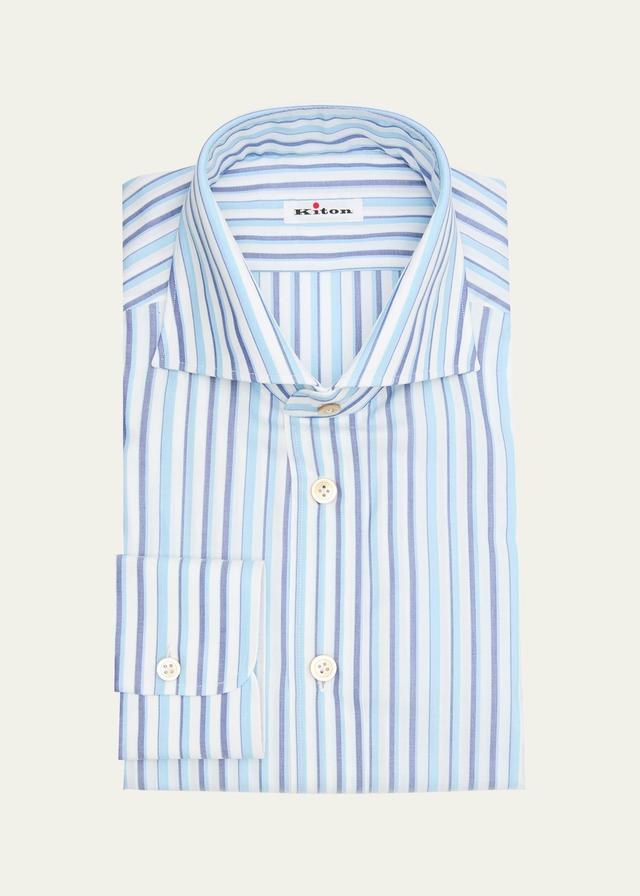 Mens Cotton Multi-Stripe Dress Shirt Product Image