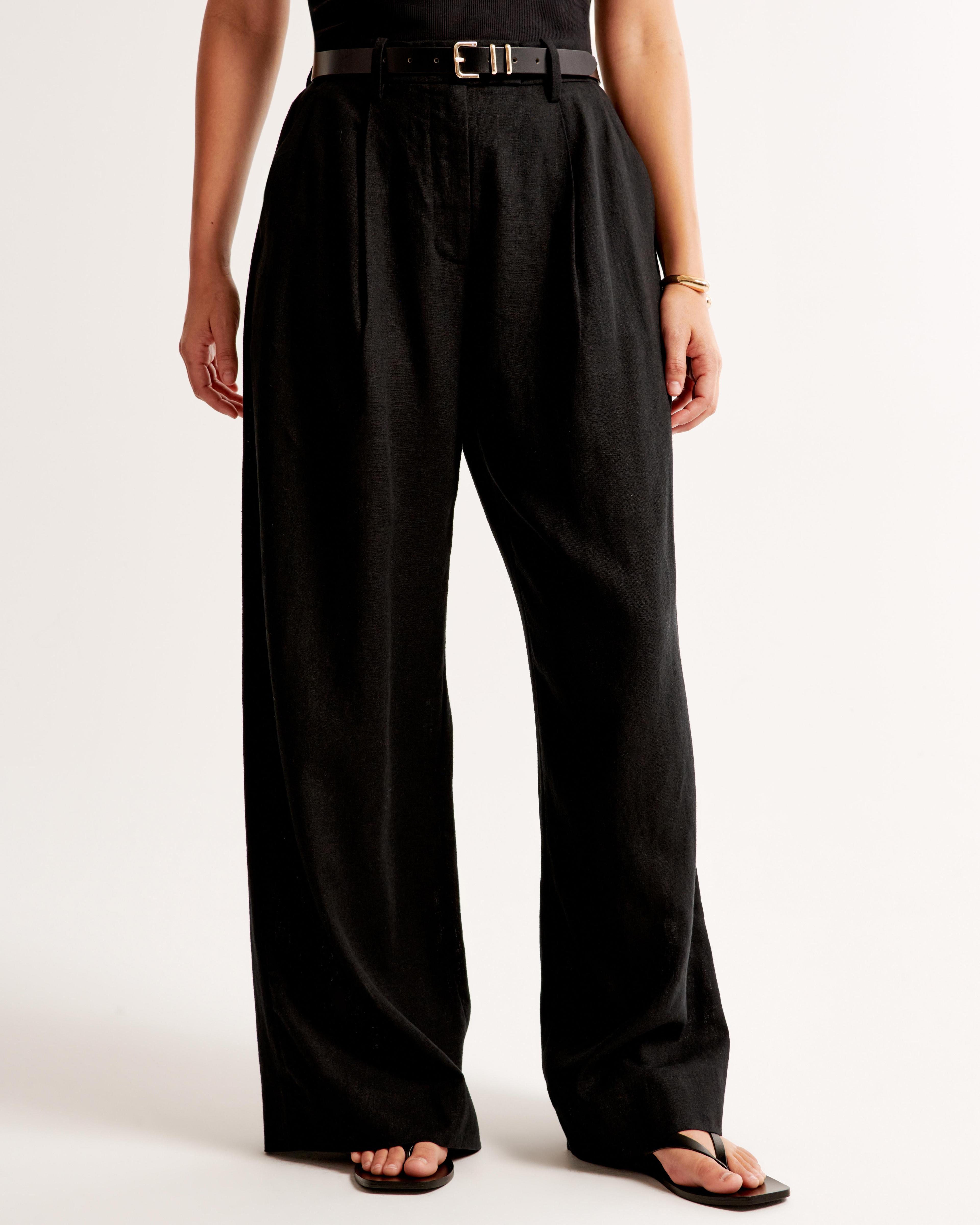 Curve Love A&F Harper Tailored Linen-Blend Pant Product Image