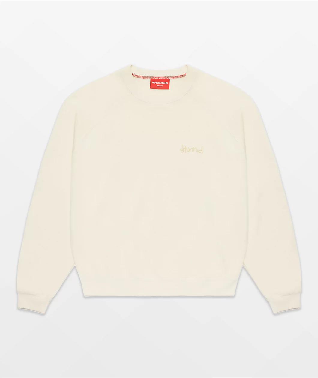 4Hunnid Komfort Kollection Cream Pigment Dye Crewneck Sweatshirt Product Image