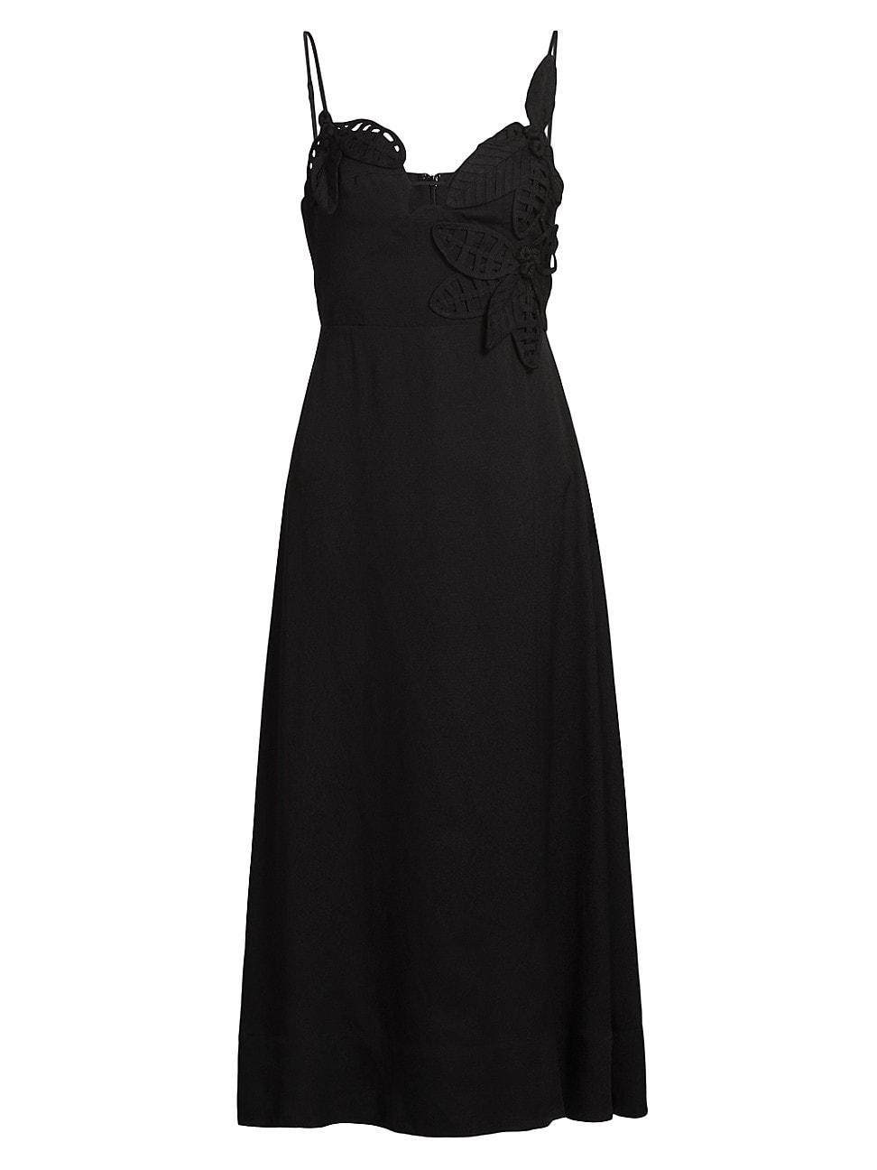 Black Flowered Bust Midi Dress Product Image