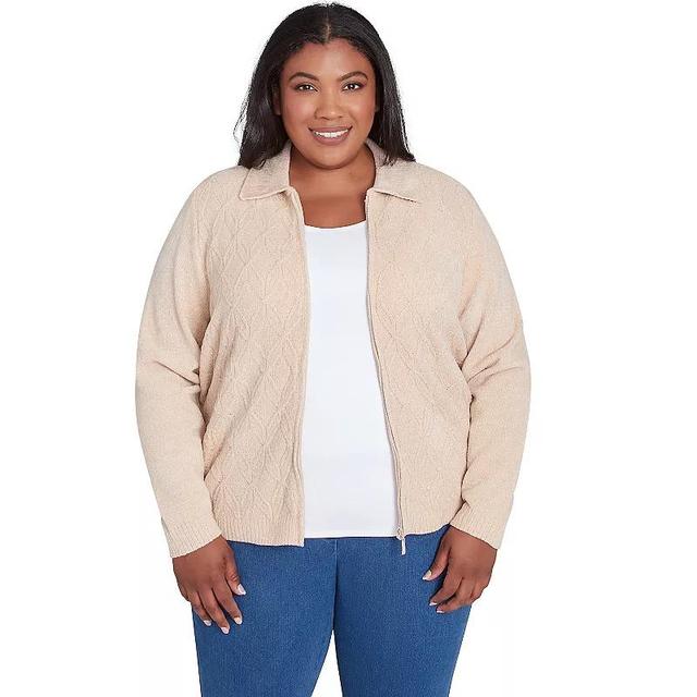 Plus Size Alfred Dunner Classic Zip-Up Cardigan, Womens Product Image