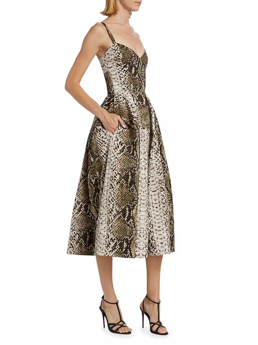 Snakeskin Cotton Midi-Dress Product Image