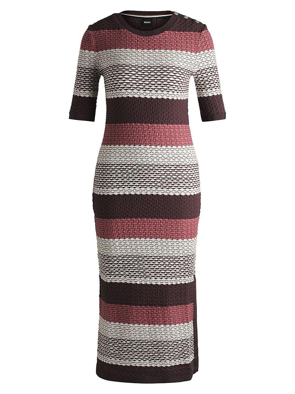 Womens Structured-Stripe Dress in Stretch-Cotton Jersey Product Image