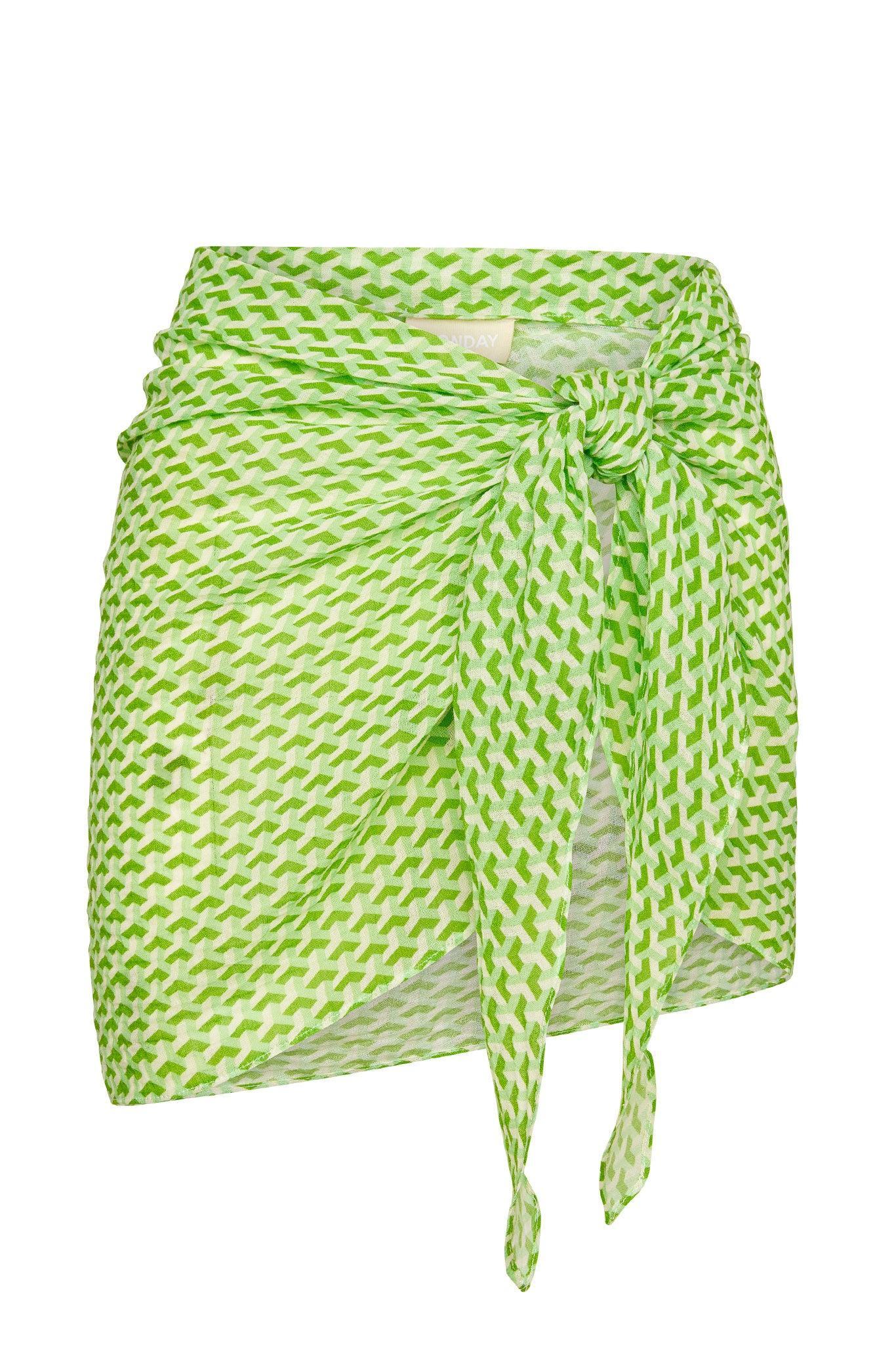 South Beach Sarong - Cypress Geo Crinkle Linen Product Image