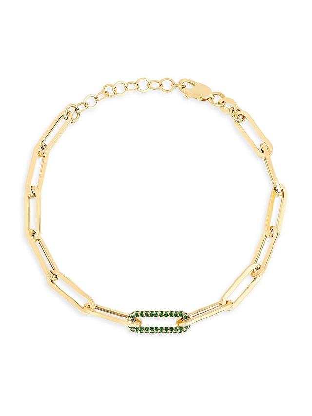 Womens 14K Yellow Gold & Gemstone Paper Clip Chain Bracelet Product Image