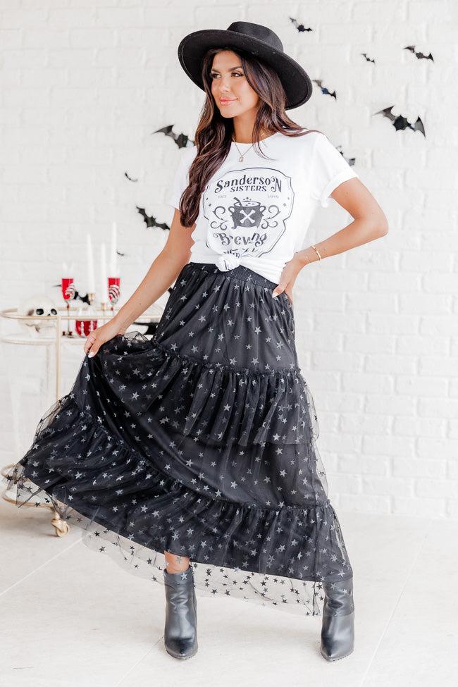 California Dreaming Black Star Tulle Maxi Skirt FINAL SALE Product Image