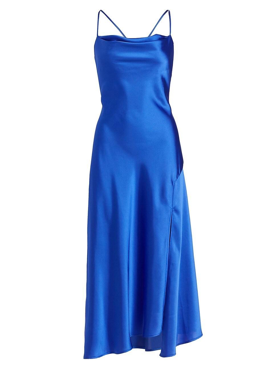 Womens Gaia Satin Draped Midi-Dress Product Image