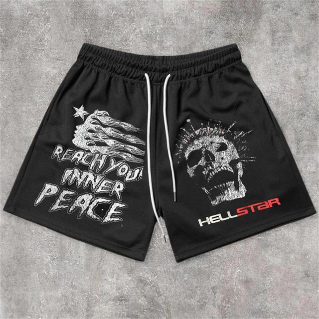 Sopula Y2k Hellstar Skull Graphic Casual Street Mesh Shorts Product Image