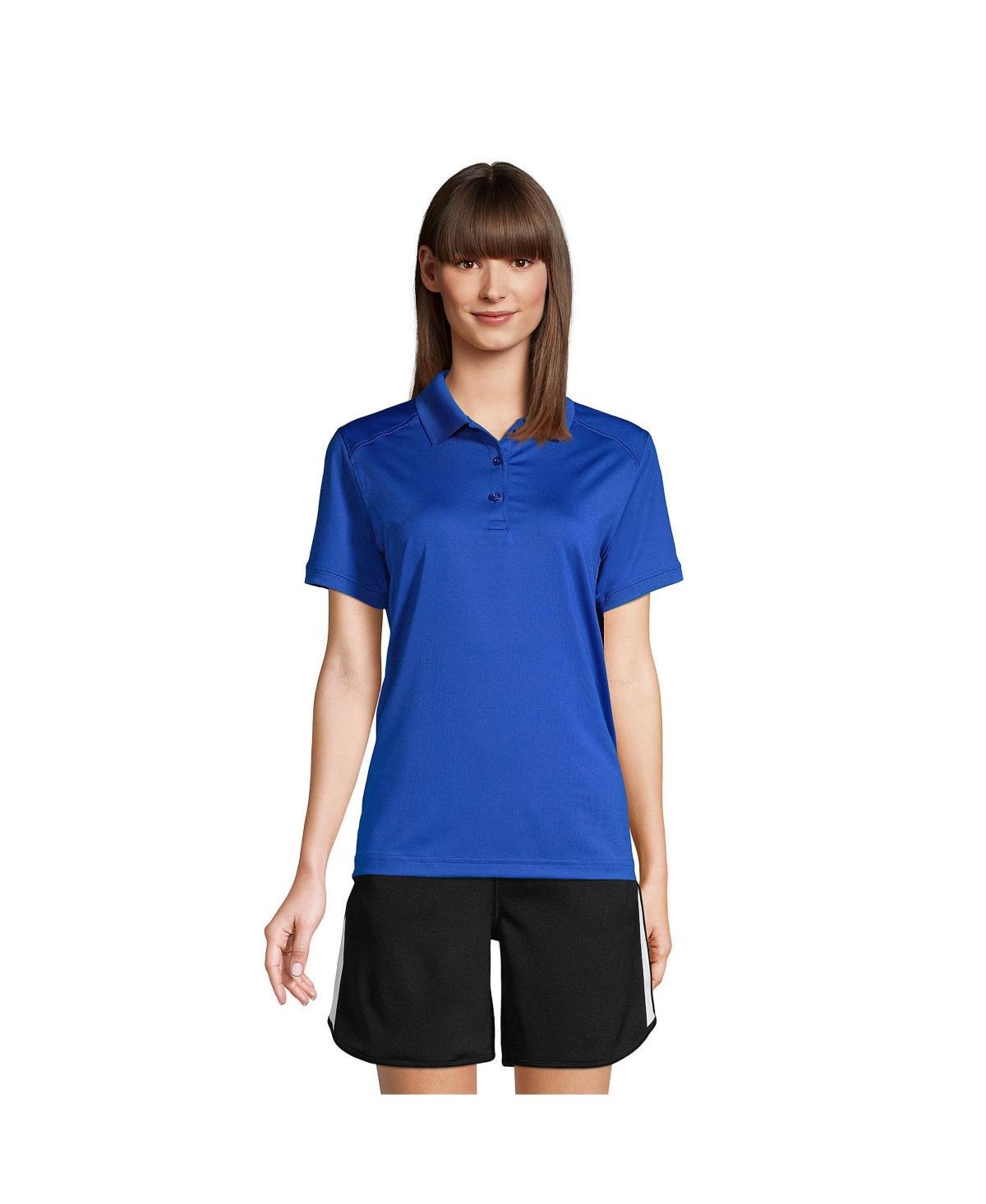 Womens Lands End Short Sleeve Rapid Dry Polo Shirt Dark Blue Product Image