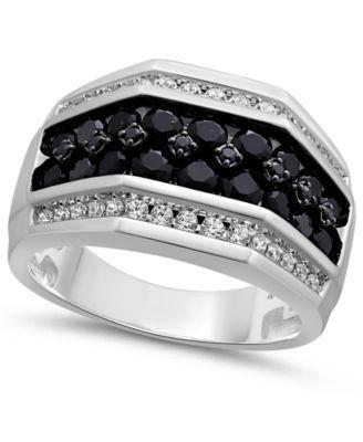 Mens Black & White Diamond Ring (2 ct. t.w.) in 10k White Gold Product Image