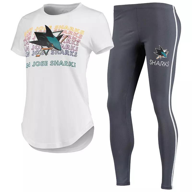 Womens Concepts Sport White/Charcoal San Jose Sharks Sonata T-Shirt & Leggings Set Product Image