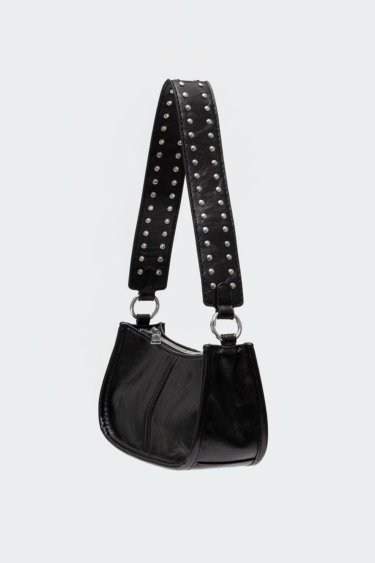 Studded Strap Faux Leather Bag Product Image