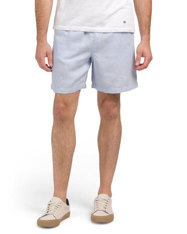 Linen Blend Drawstring Pull On Shorts For Men Product Image