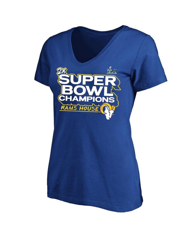 Womens Fanatics Royal Los Angeles Rams Super Bowl Lvi Champions Parade V-Neck Plus Size T-shirt Product Image