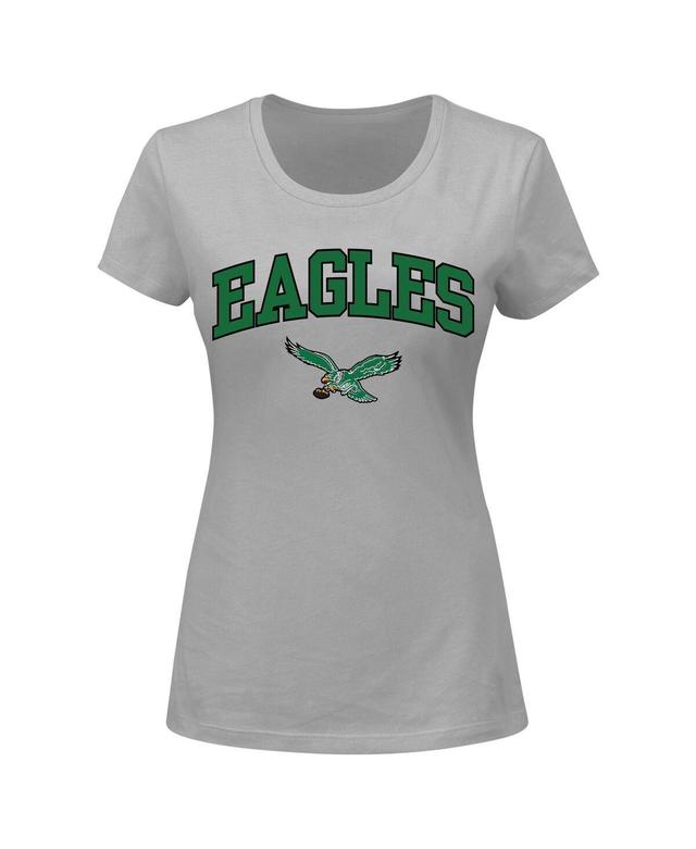 Womens Fanatics Branded Gray Philadelphia Eagles Plus Size Arch Over Logo T-Shirt Product Image