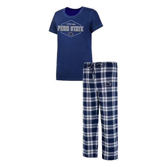 Womens Concepts Sport /Gray Penn State Nittany Lions Badge T-Shirt & Flannel Pants Sleep Set Blue Product Image