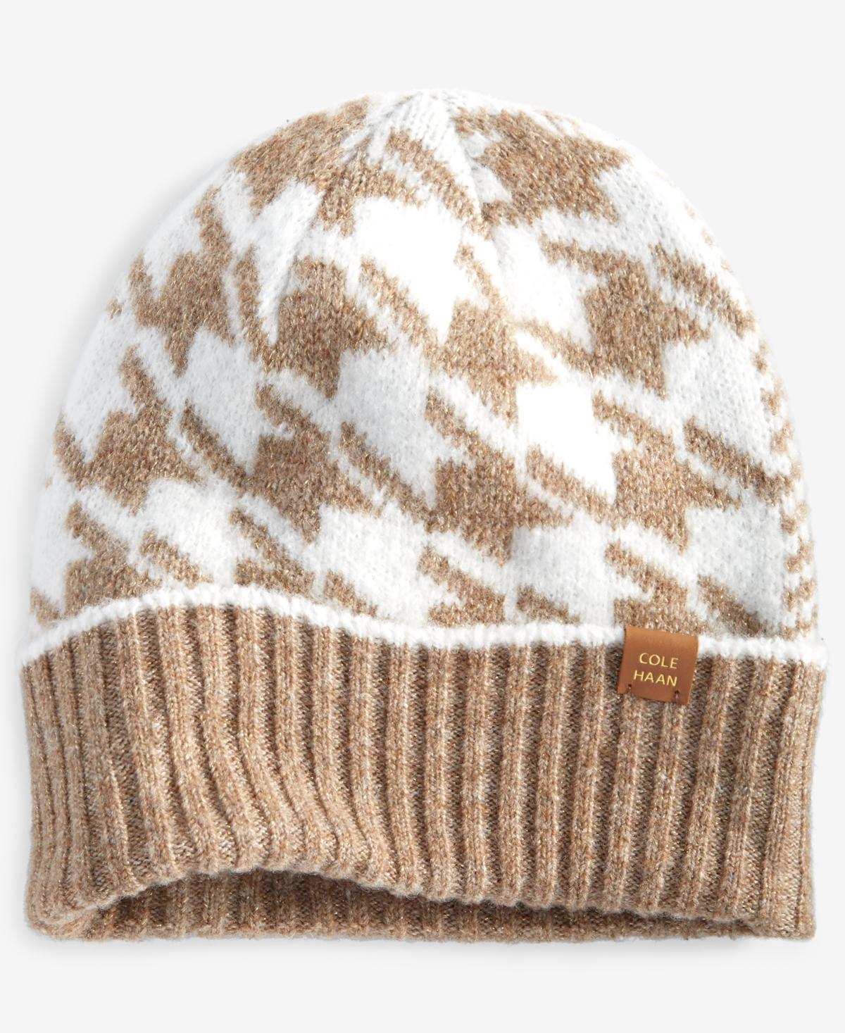 Cole Haan Womens Mixed Houndstooth Cuffed Beanie Product Image