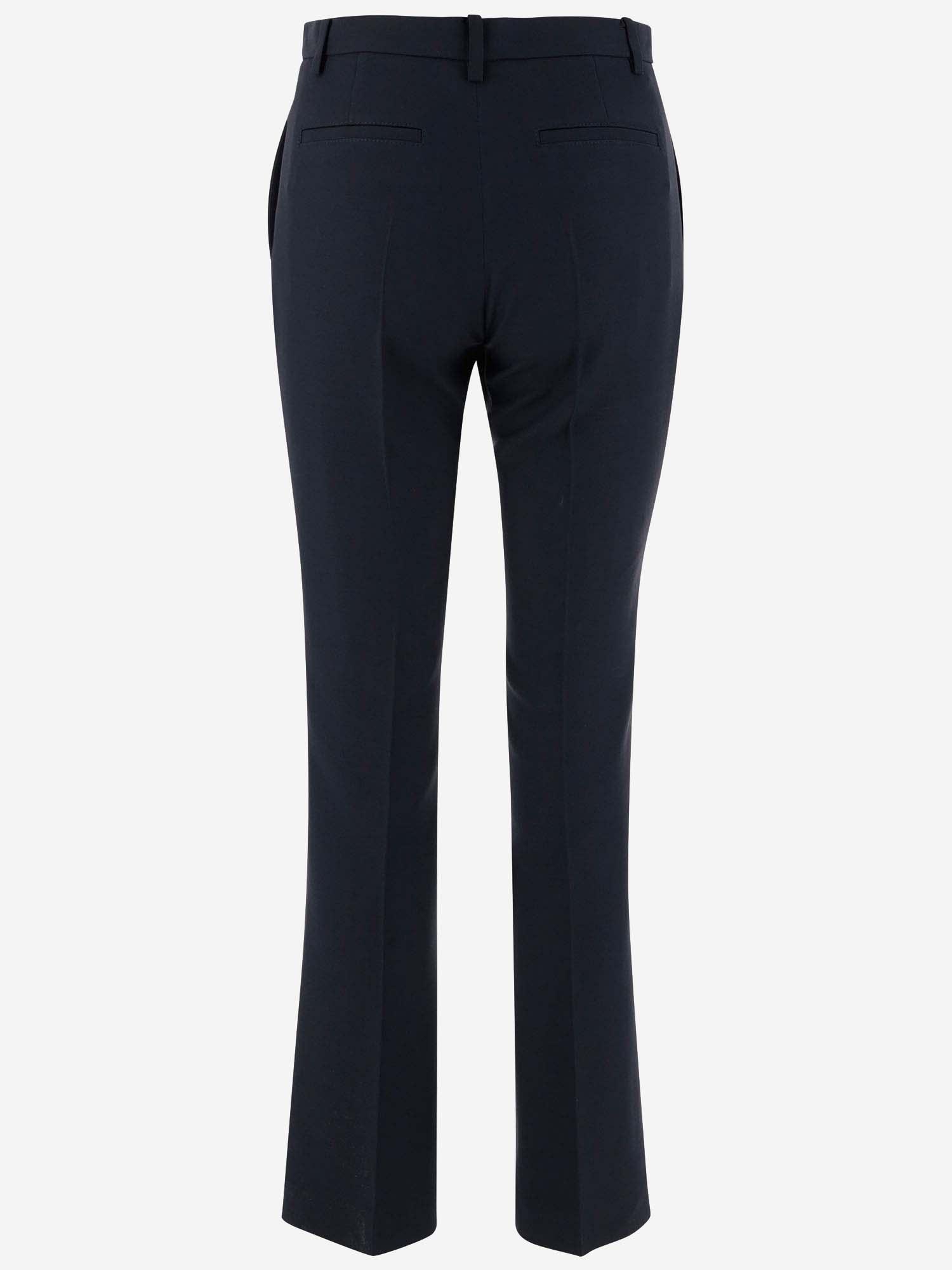 Wool-silk Blend Tailored Trousers In Blue Product Image