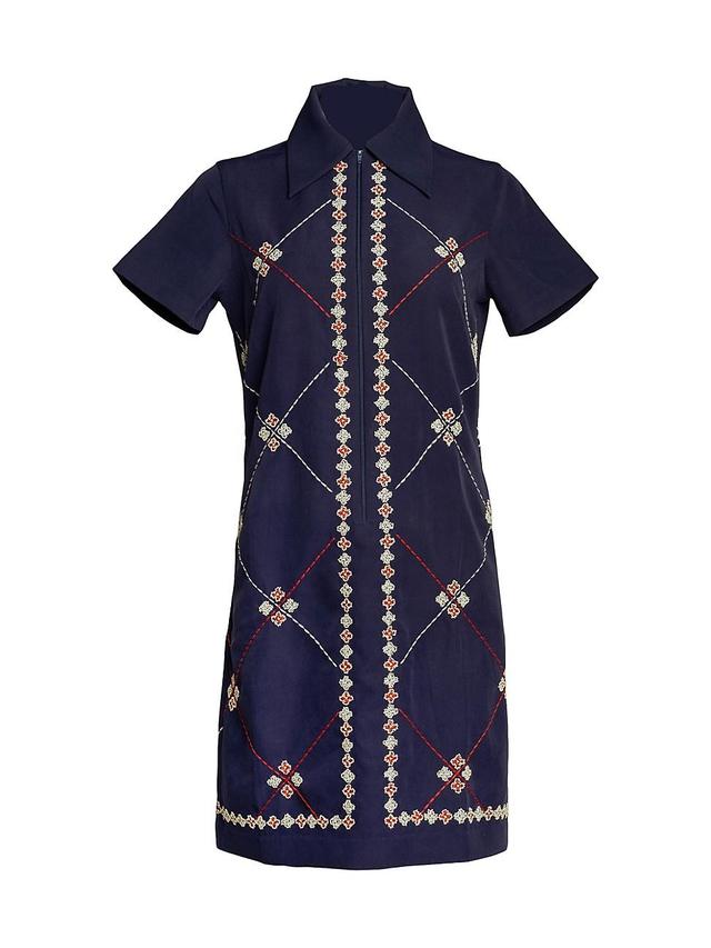 Womens Mabel Floral Embroidered Zip Minidress Product Image