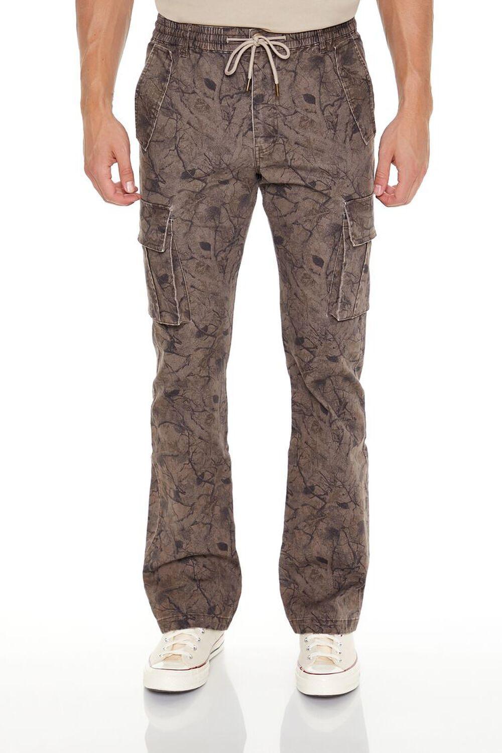 Slim-Fit Leaf Print Cargo Pants | Forever 21 Product Image