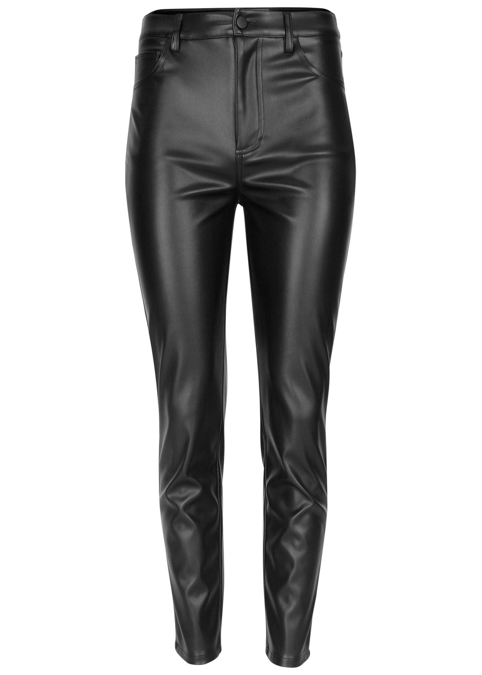 Faux Leather Straight Pants - Black Product Image