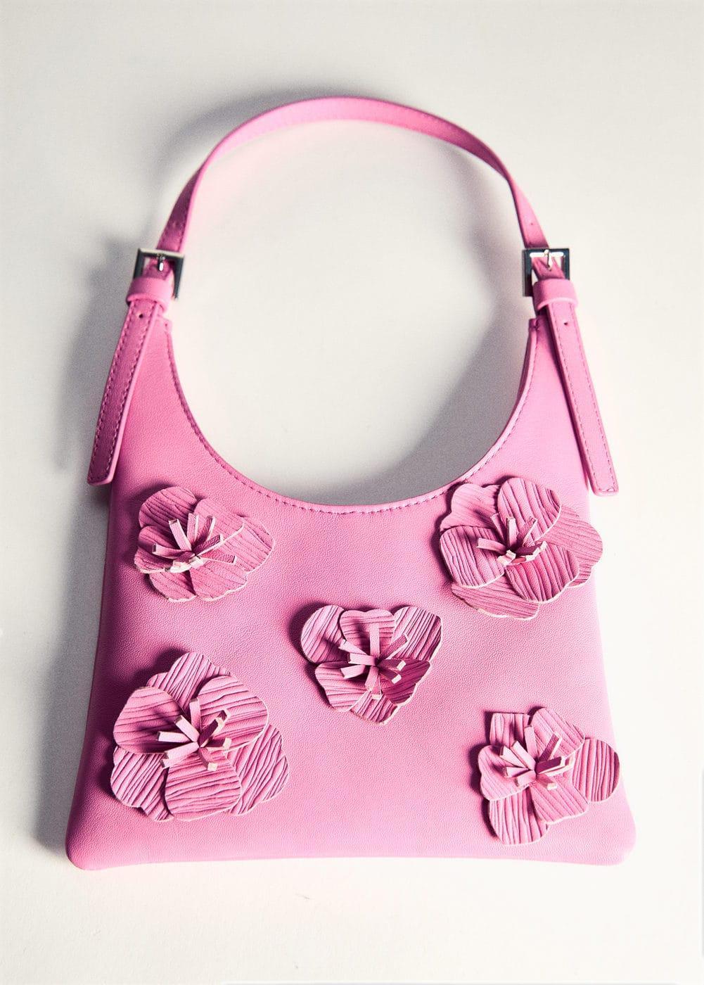 MANGO - Leather shoulder bag flowers - One size - Women Product Image