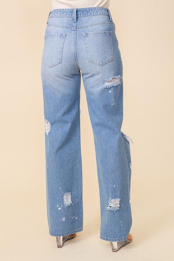 I Pay No Mind Wide Leg Denim Jeans Product Image