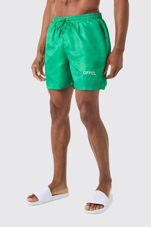 Ofcl Mid Length Swim Trunks | boohooMAN USA Product Image