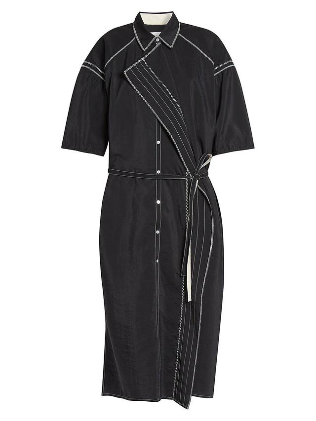 Womens Embroidered Asymmetrical Shirtdress Product Image