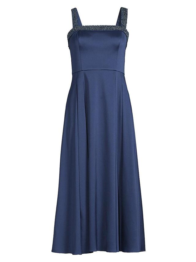 Womens Satin Embellished Neck Midi-Dress Product Image