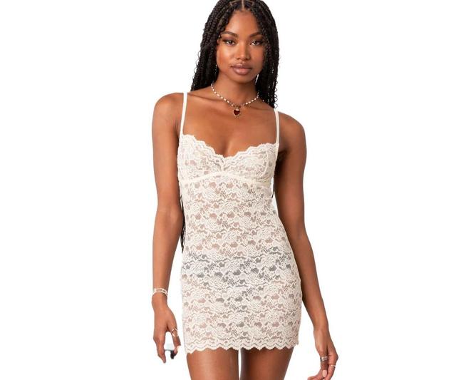 Edikted Womens Melia Sheer Lace Mini Dress Product Image