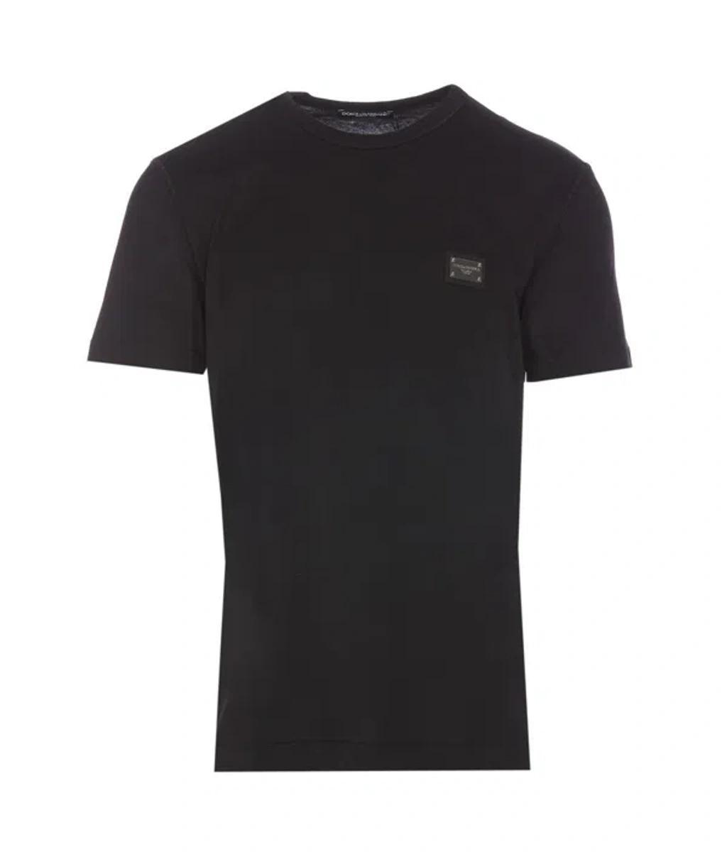 Cotton T-shirt With Logo Plaque In Black Product Image