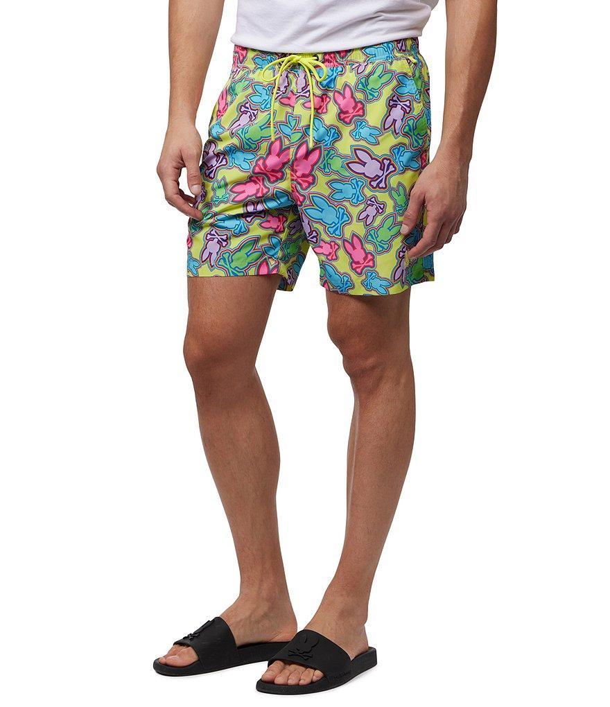 Psycho Bunny Maybrook Lightweight Allover Bunny 5.75#double; Inseam Swim Trunks Product Image