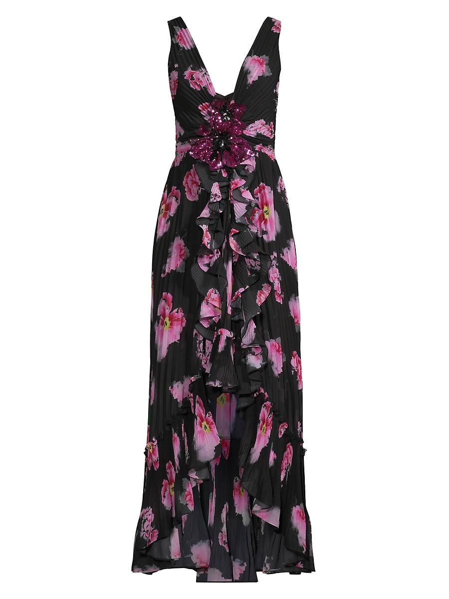 Womens Kassiani Ruffled Floral Chiffon Dress Product Image