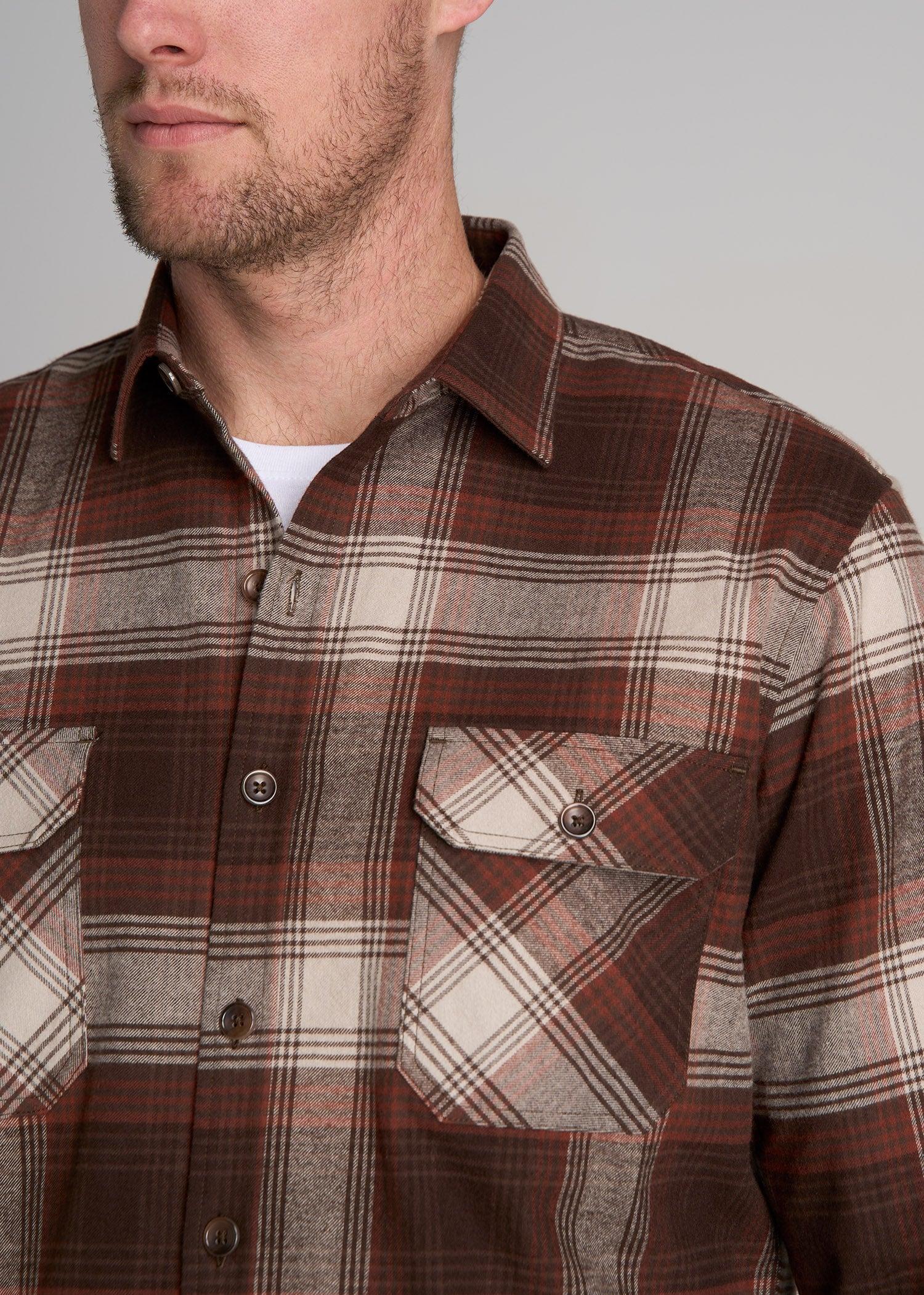 LJ&S Rugged Plaid Shirt Men's in Dark Brown and Beige Plaid Product Image