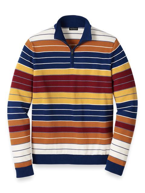 Cotton Quarter Zip Mock Neck Sweater - Multi Product Image