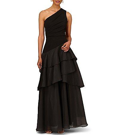 Womens One-Shoulder Tiered Gown Product Image