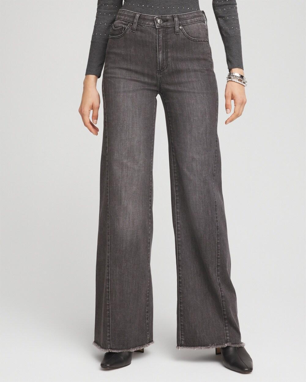 Wide Leg Frayed Hem Jeans Product Image