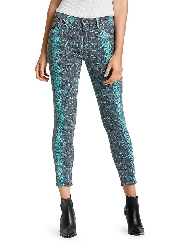 Womens Barbara Mid-Rise Snakeskin High-Rise Skinny Jeans Product Image