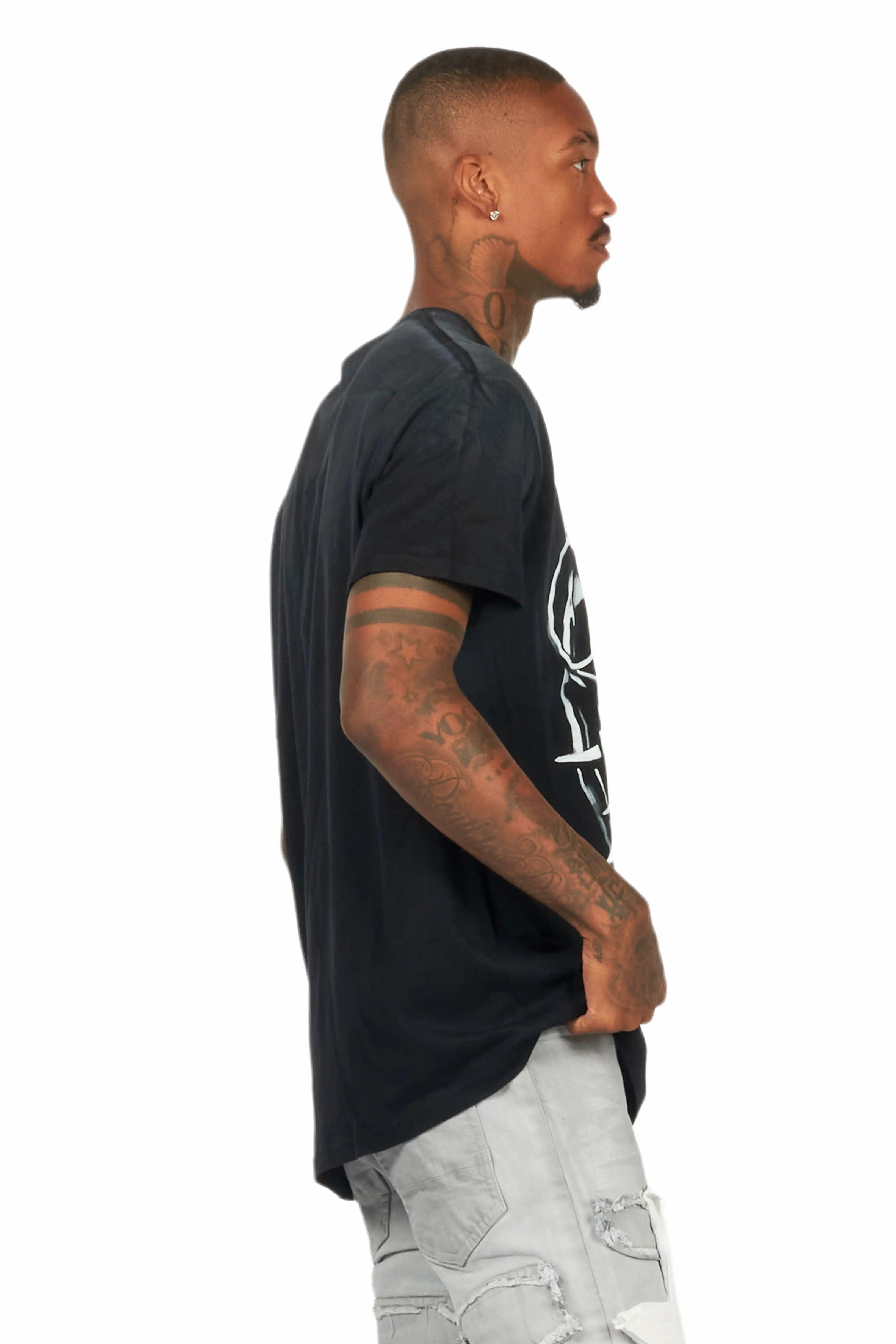 Mad Black Oversized Graphic T-Shirt Male Product Image