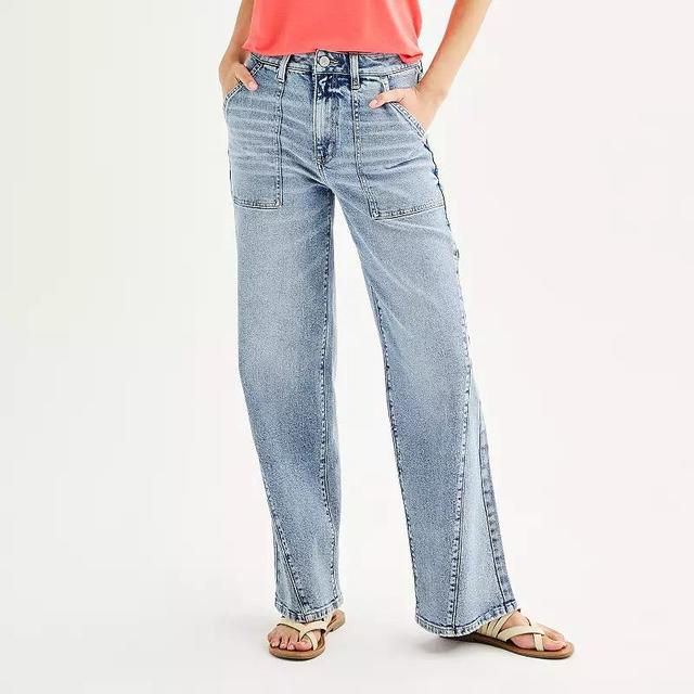 Juniors SO High-Rise Wide-Leg Jeans, Womens Product Image