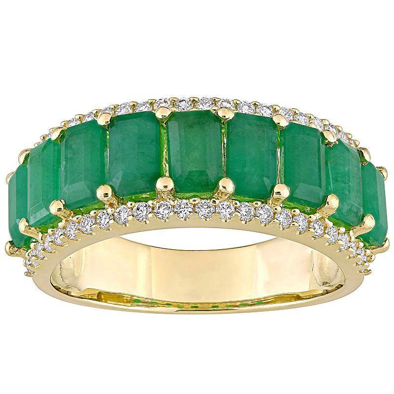 Stella Grace 14k Gold Emerald & 1/3 Carat T.W. Diamond Semi-Eternity Ring, Womens Product Image