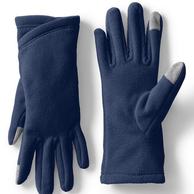 Womens Lands End Fleece Winter Touchscreen-Compatible Gloves Deep Blue Product Image