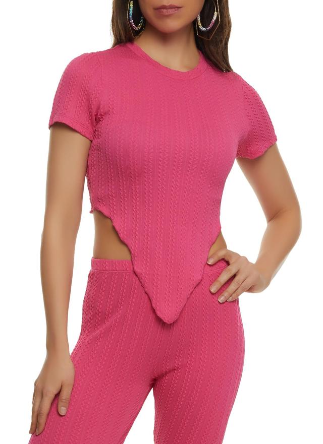 Womens Textured Knit Hanky Hem Top Product Image