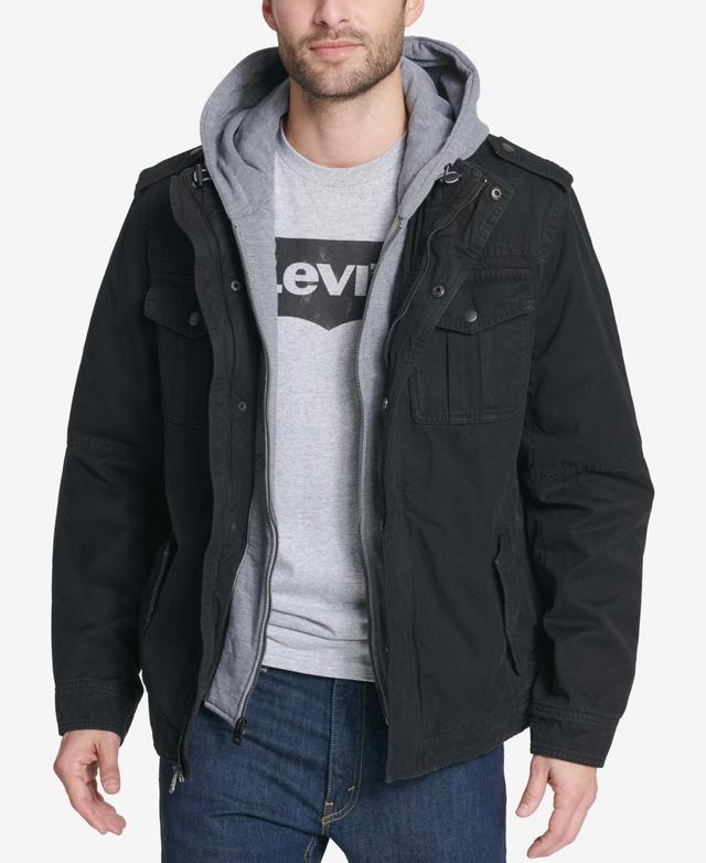 Mens Levis Cotton Sherpa-Lined Trucker Jacket Grey Product Image